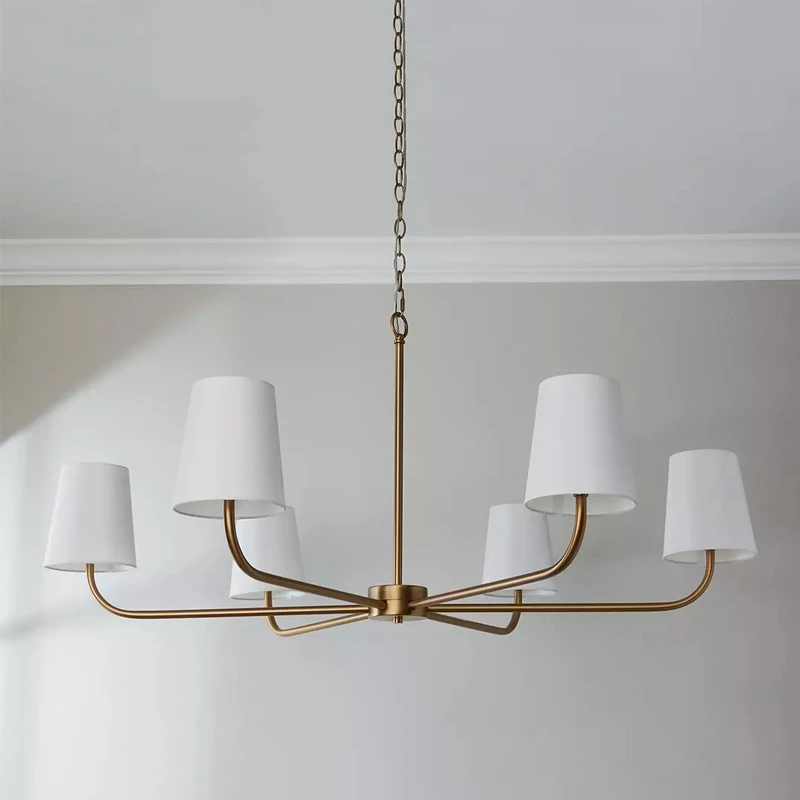 Modern Minimalist Fabric Lampshade Pendant Light American Countryside 2 Heads 6 Heads Restaurant Lamp Post-modern Bedroom Decor view 2