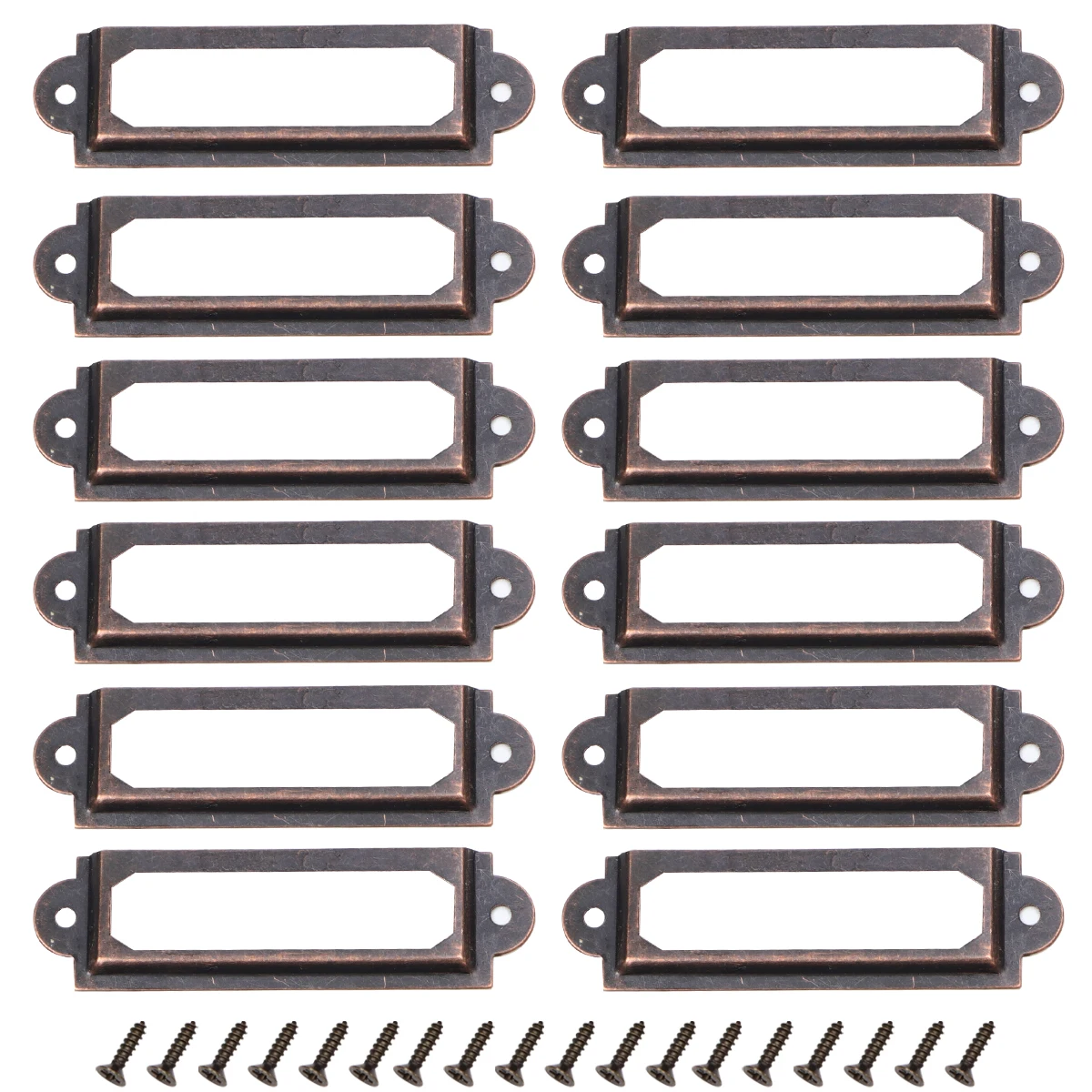 

25 pcs Retro Metal Label Holder For Drawer Cabinet Office Cupboard Jewelry Box Vintage Iron With Screws Red