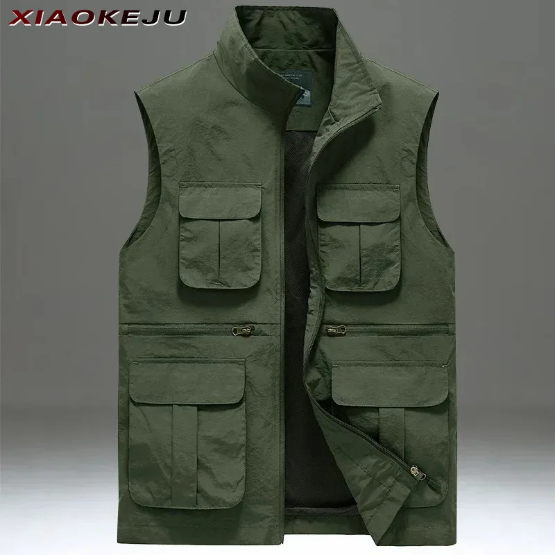 

Vests MAN VEST Work Men Plus Waterproof Size Outerwear Fishing Hunting Denim Luxury Men's Clothing Golf Windbreaker Embroidered