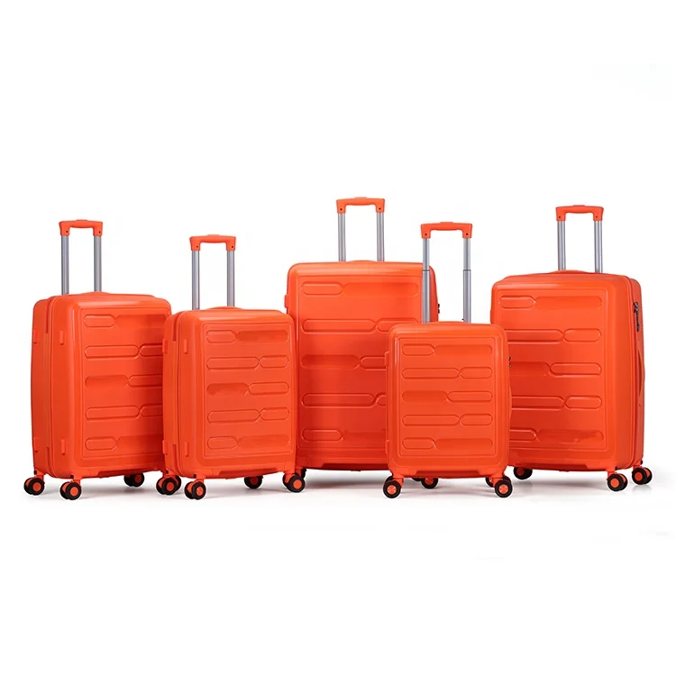 5 Pieces In 1 Luggage Set Factory Price PP Hard Shell Travel Bags With Soft Handle And 4 Double Wheels Suitcases