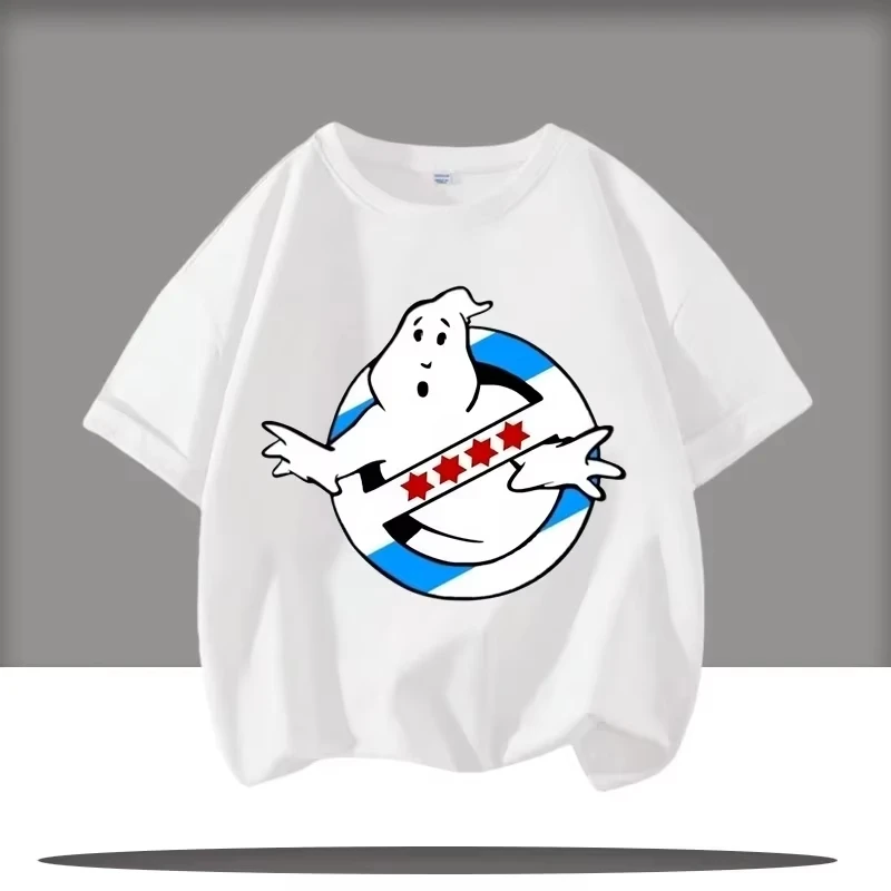 2026 طبعة جديدة Ghostbusters الكرتون طباعة الصبي ملابس رياضية للأطفال الجولة الرقبة قصيرة الأكمام قميص غير رسمي تيشيرت صيفي