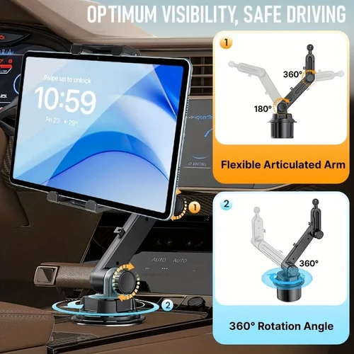 Imagen 2 del producto Nuevo soporte para tableta y taza de coche, soporte para teléfono móvil, soporte para botella de bebida, soporte para IPad Pro, teléfono inteligente, almohadilla para teléfono móvil de 4-13""