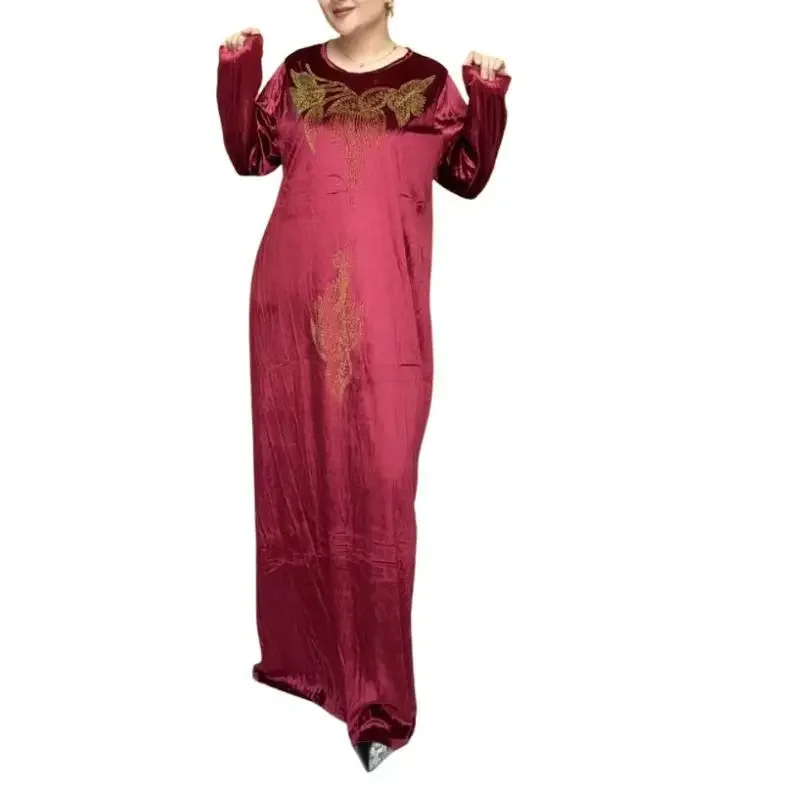 Velvet Long Maxi Dress African Dresses for Women 2025 New African Clothes Dashiki Hijab Abaya Dubai Boubou Robe Africaine Femme