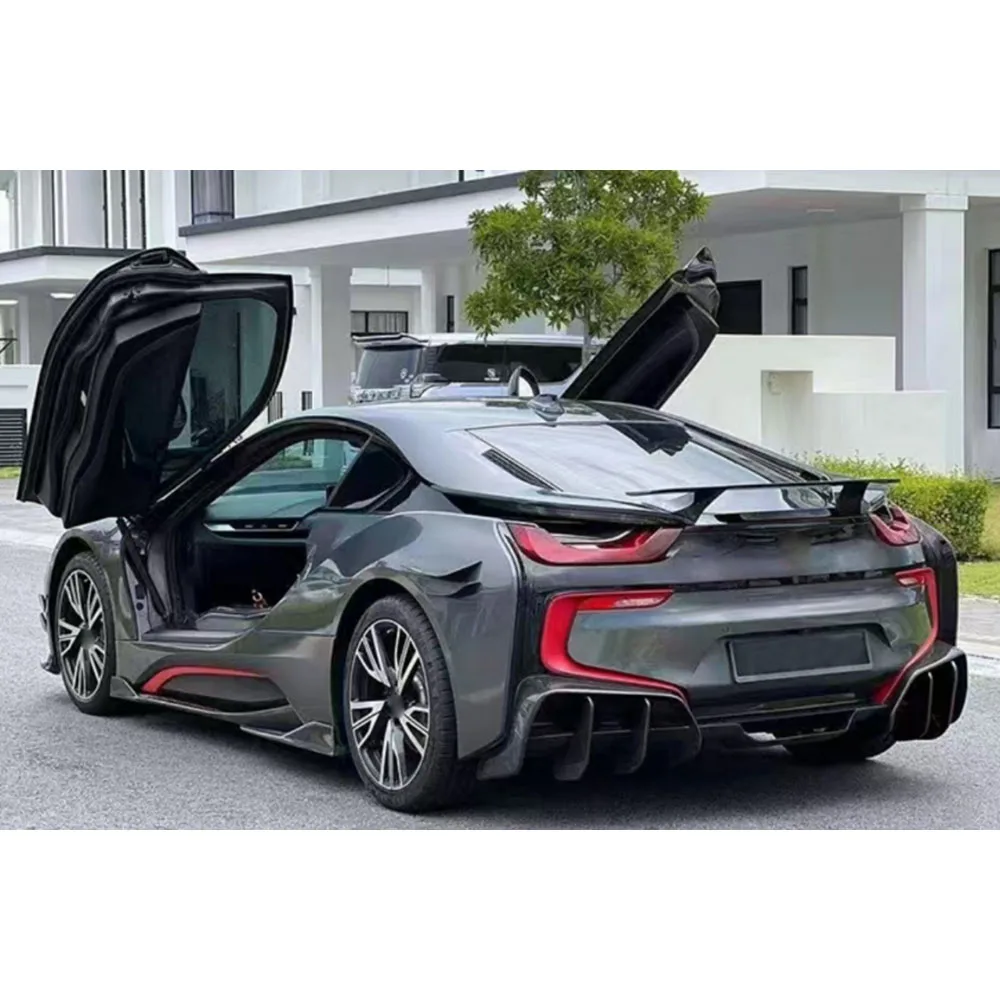 سيارة الجناح الخلفي سبويلر ألياف الكربون صالح لسيارات BMW i8 2015-2021 FRP الجناح الخلفي الديكور الخلفي الجذع الشفاه سبويلر الجسم أطقم