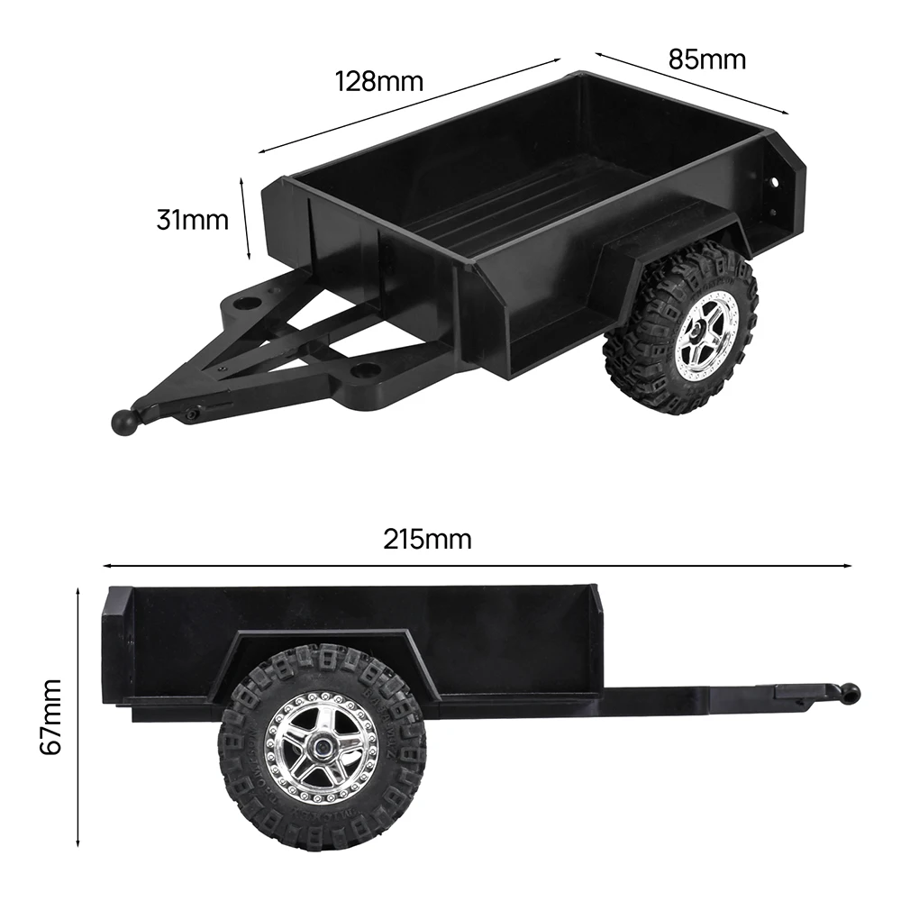 9IMOD Utility Trailer Flotbed Vehicle Troiler with Ball Head Hitch Twin-Axle  Trailer for 1/18 RC Crawler Car TRX4M Upgrade