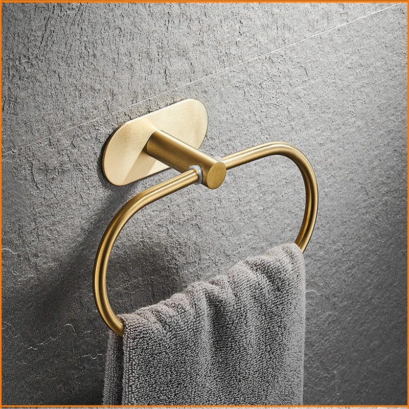 YCRAYS No Drilling Gold Bathroom Accessories Sets Toilet Tissue Roll Paper Holder Towel Rack Bar Rail Ring Robe Hook Hardware