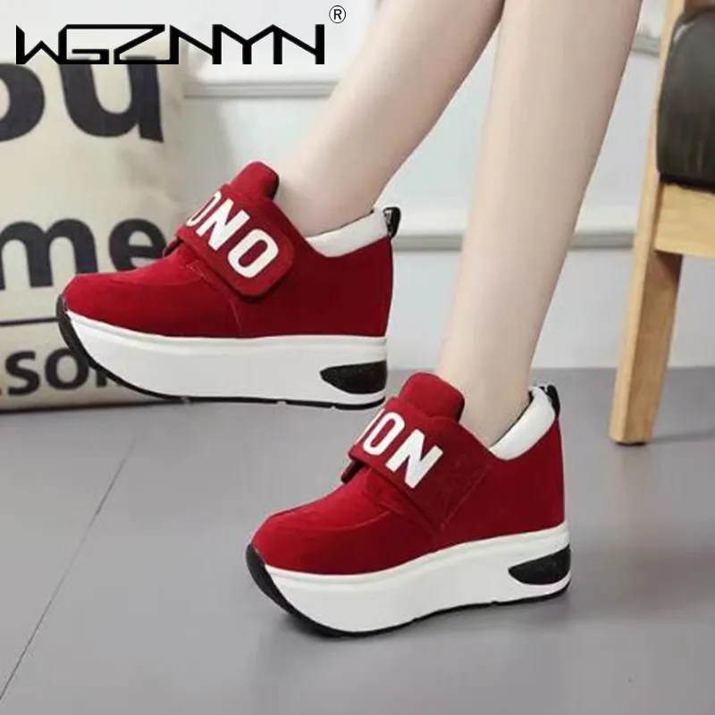 NEUE Plattform Keil Turnschuhe Damen Schuhe Sneaker Casual Schuhe Trainer Frauen Weibliche Schuhe Schwarz Rot Sneaker Frauen Tenis feminino