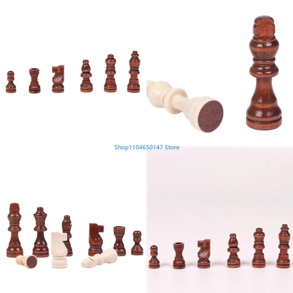 

32Pcs 2.5in Chess Pieces Portable International Chess Pieces Hand Carved Chessmen Felts Bottom Tournament Chessmen