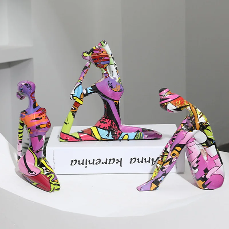 Painted Girls Figurines Resin Crafts Sculptures Room Office Bookcases Colored Ornament Decoration