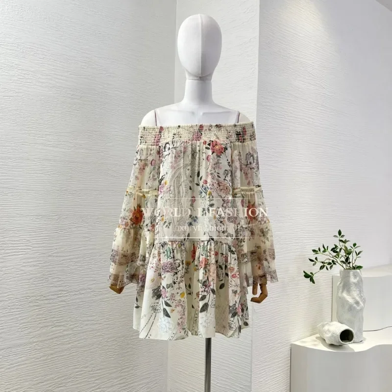 

Silk 2025 Mini Off Shoulder Long Sleeve Beige Dresses for Party Sexy