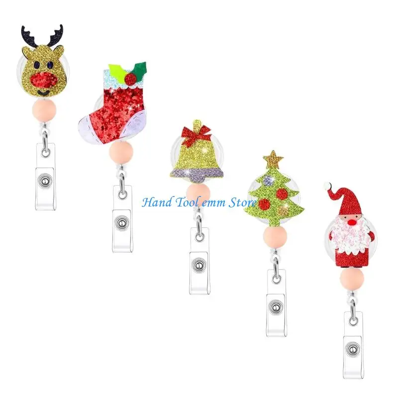H37F Christmas Card Badge Holder with Clip for School Cards and Workplace Passes