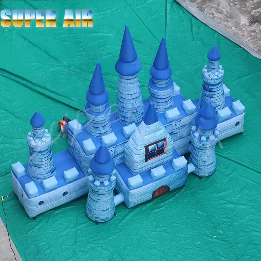 야외 파티 어린이 놀이공원 파란색 풍선 성 (송풍기 포함)