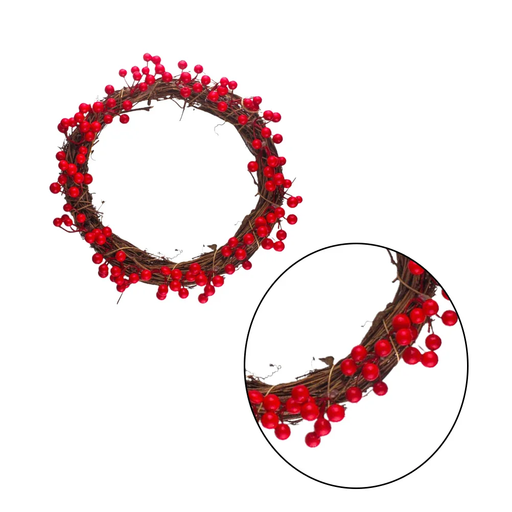 

Christmas Simulation Berry Wreath Red Beaded Garland Artificial Berry Ring Rustic Holder Thanksgiving Autumn Wedding