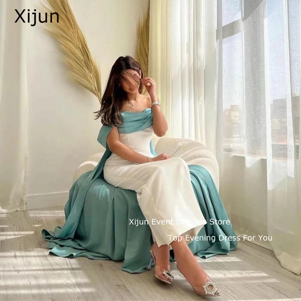 Xijun Elegant A Line Evening Dress Ankle Length Prom Gown Satin Jacket Formal Dubai Saudi Arbia Long Prom Dresses Occasion 2023