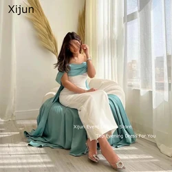 Xijun Elegant A Line Evening Dress Ankle Length Prom Gown Satin Jacket Formal Dubai Saudi Arbia Long Prom Dresses Occasion 2023