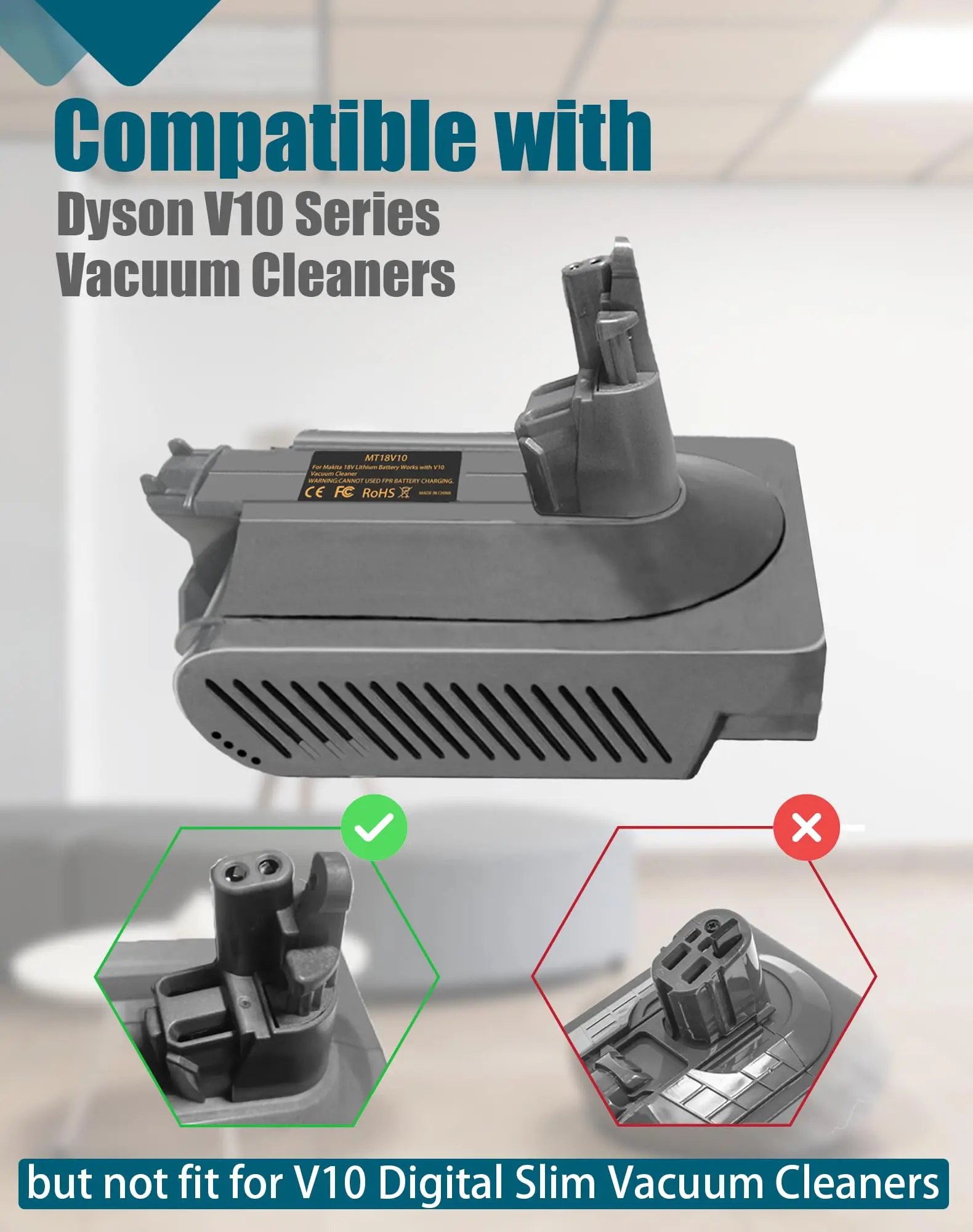Adaptador de bateria mt18v10 para dyson v10 para makita 18v bateria de lítio convertendo para aspirador de pó ciclônico animal dyson v10