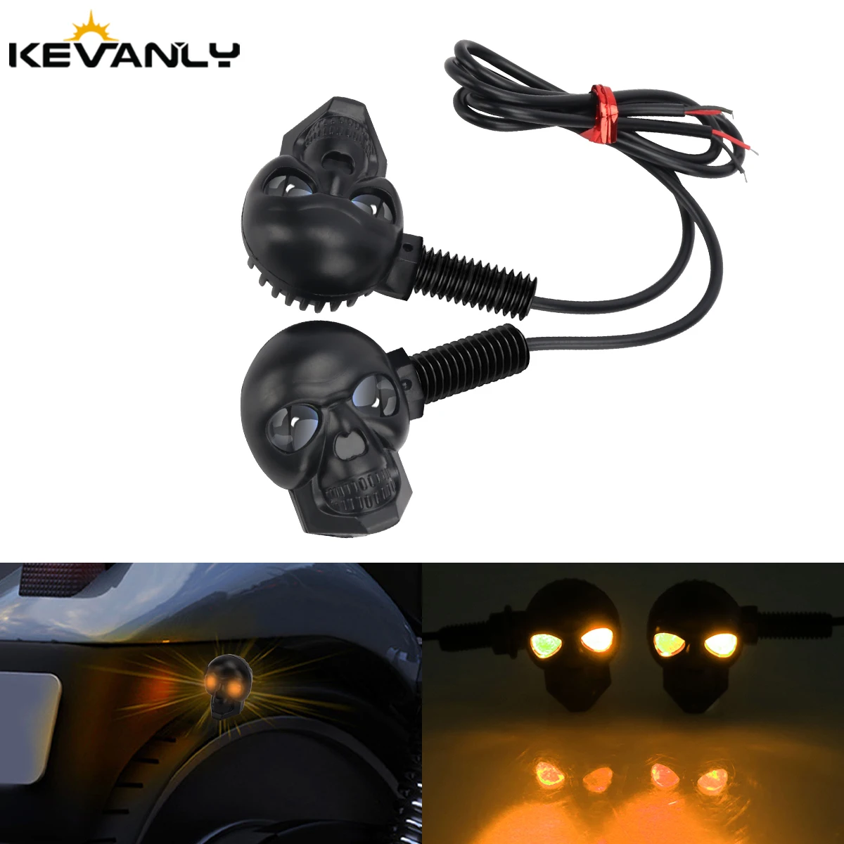 

KEVANLY 1 Pair 12V Skull Eagle Eye Motorcycle Lamp Super Cool Turn Signal Light High Brightness LED Lamp Beads Decorative Light