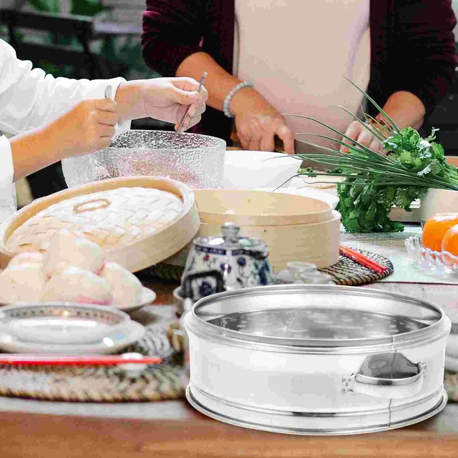 Stainless Steel Steamer Pot Multi-Function Grid Round Thicken Food Steaming Basket Kitchen Cooking Accessory