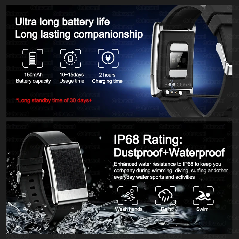 Nieuwe gezondheidsarmband zonder scherm Nauwkeurige hartslag Bloeddruk ECG-monitor Oproepherinnering Smart Watch Sportband Fitness Tracker