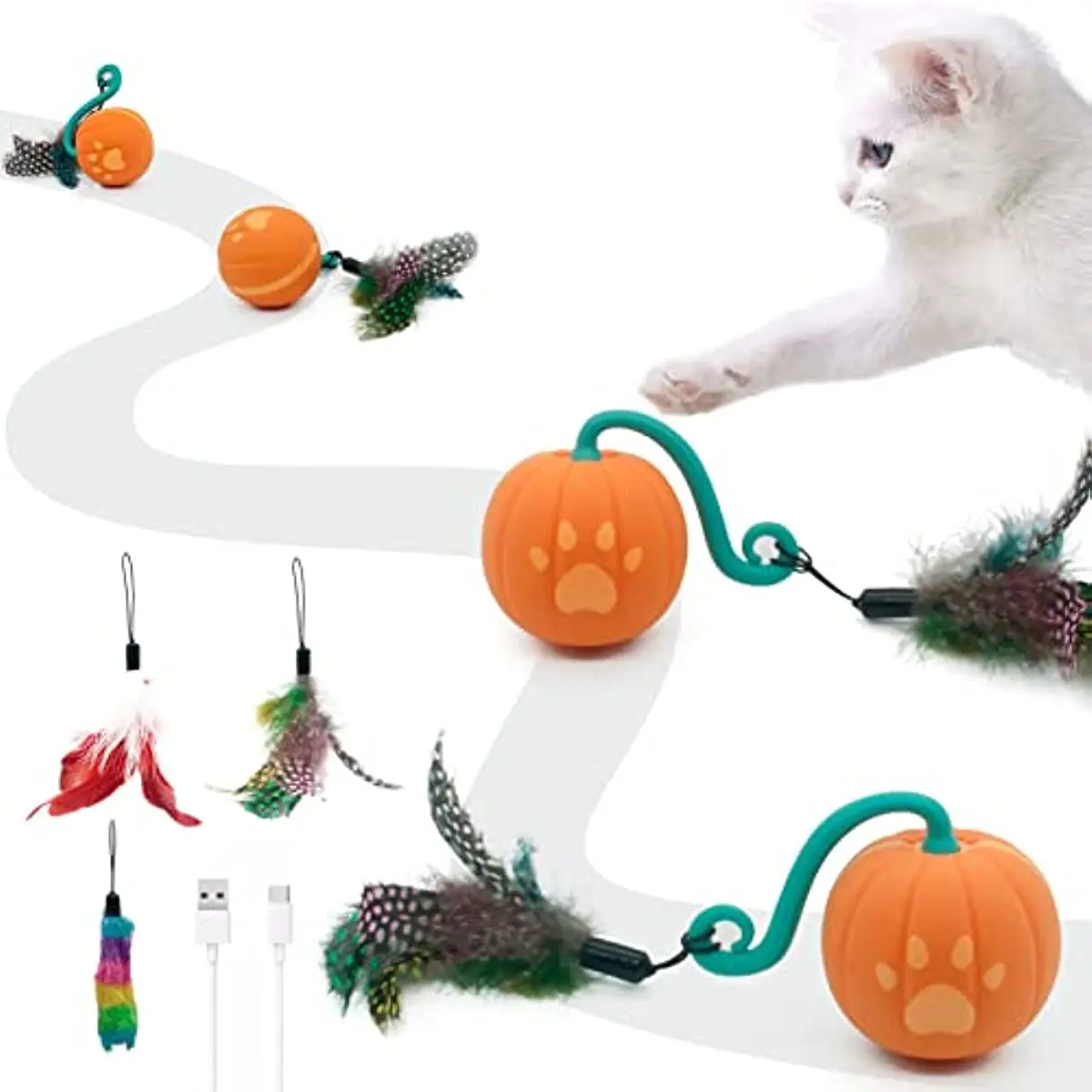 

Electric Cat Ball Toys Automatic Rolling Smart Cat Toys Interactive For Cats Training Self-moving Kitten Toys For Indoor Playing