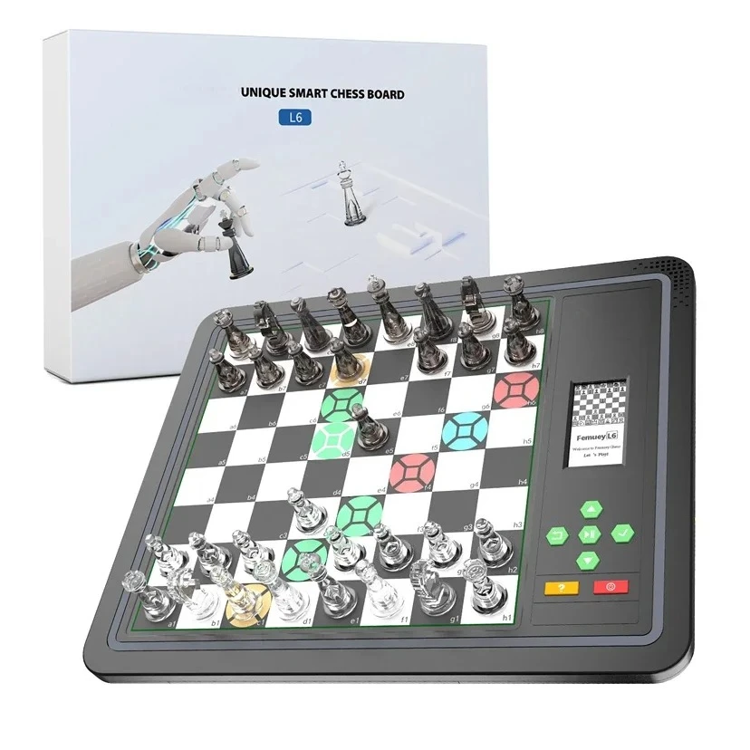 EE1 AI Electronic Chess Board Game Luxury Crystal Chess Pieces Smart Teaching System Electronic Chess Set for Beginners Kids Gif