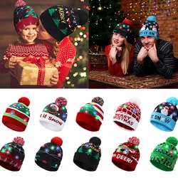 Unisex LED Light-Up Christmas Beanie, Knitted Cap, Xmas Sweater Hat, Gift for Kids and Adults, New Year Decorations, Winter