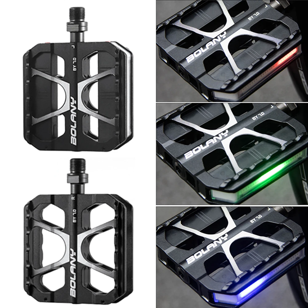 

2 шт. светящиеся велосипедные педали из алюминиевого сплава, велосипедные плоские педали, 7 режимов освещения, предупреждающие педали-отражатели, водонепроницаемые аксессуары для горного велосипеда