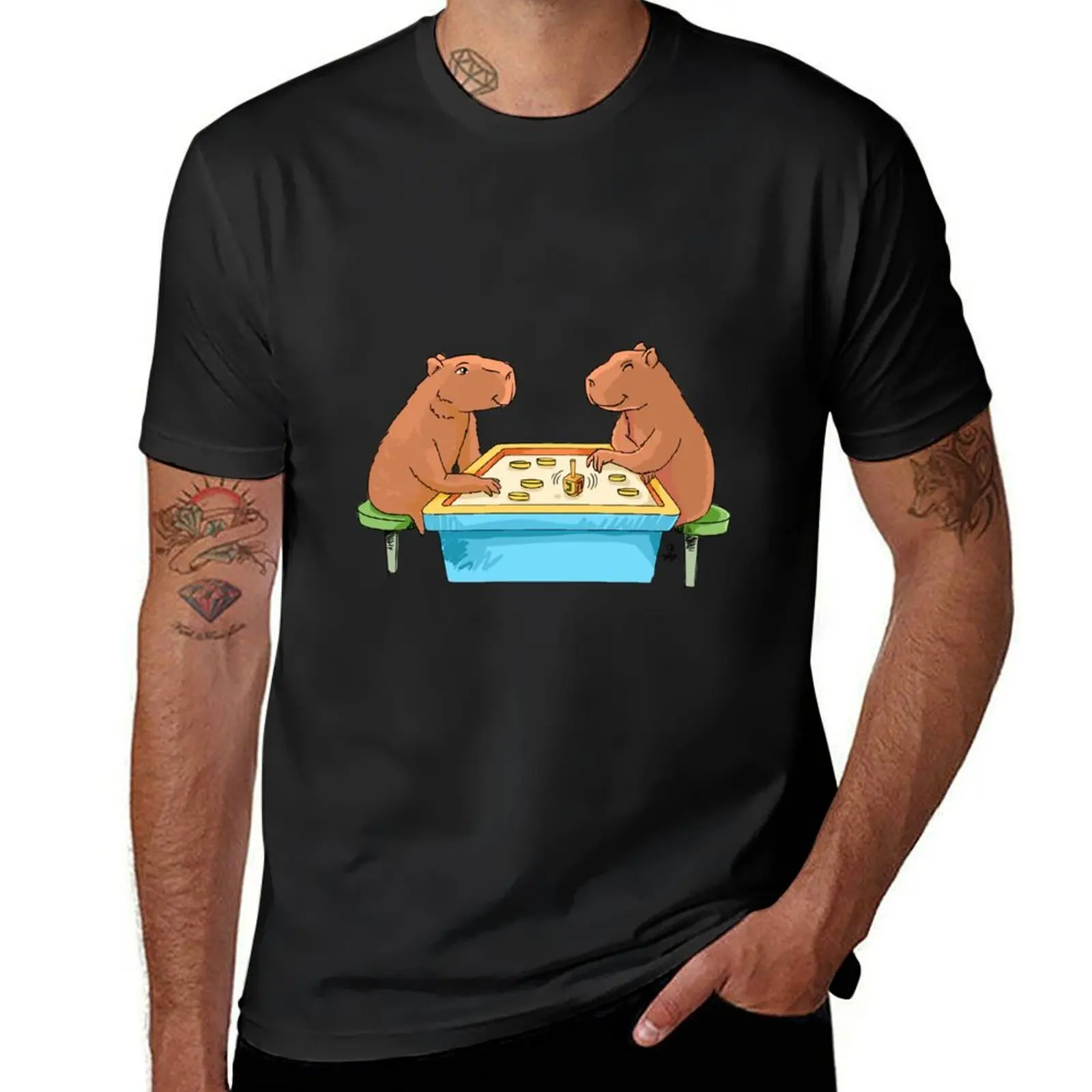 Capybara Hanukkah - Capybaras Playing Dreidel with Gelt T-Shirt sublime customs design your own sports fans tops men clothings