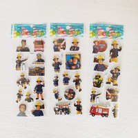 6pcs Cartoon Fireman Sam Stickers for Kids Education Rooms Home Decor Diary Notebook Label Toy 3D Fire Truck Firefighter Sticker