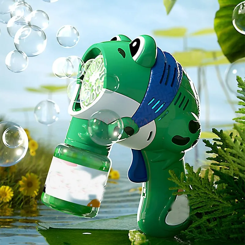 Totalmente automático Frog Bubble Gun para crianças, brinquedo elétrico, presente para meninos e meninas