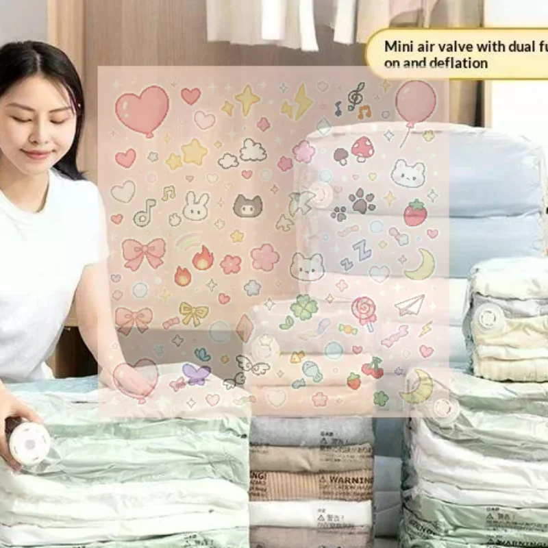 No Pump Design Vacuum Compression Storage Bags Extra Large For Clothes Blankets Bedding Bedroom Storage