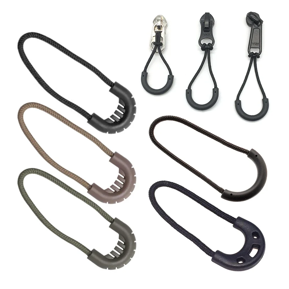 

Outdoor Travel EDC MultiPurpose Zipper Rope Black Camping Equipment Anti-theft Zipper Longer Tail Rope Bags Clip Buckle