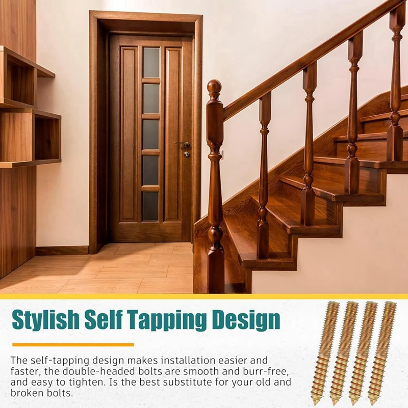 20 حزمة 5/16-18 × 2 بوصة مسامير شماعات مزدوجة الرأس مع سائق برغي حافر ذاتيًا مسامير قضيب ملولبة-A68X