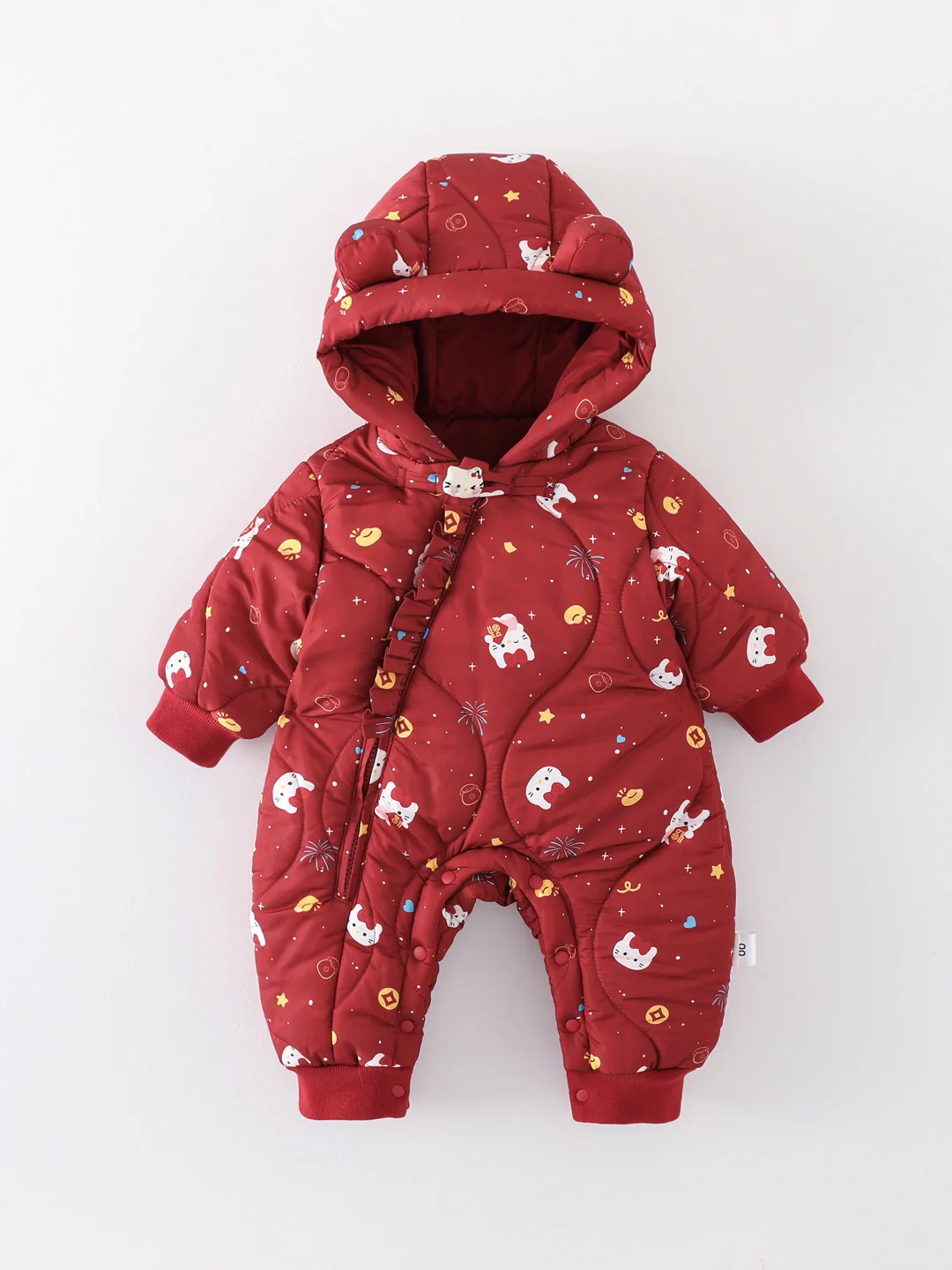 

Зимний комбинезон для девочек Thiened: теплая одежда с милым принтом, хлопковая одежда, длинный рукав, с капюшоном