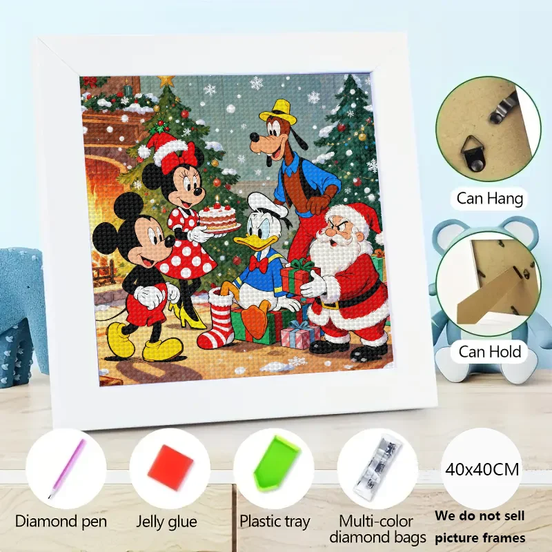 Kit di pittura diamante trapano completo 1PC fai da te 5D, arte diamante celebrazione di Natale Disney caratteristica di Topolino Minnie Mouse Donald