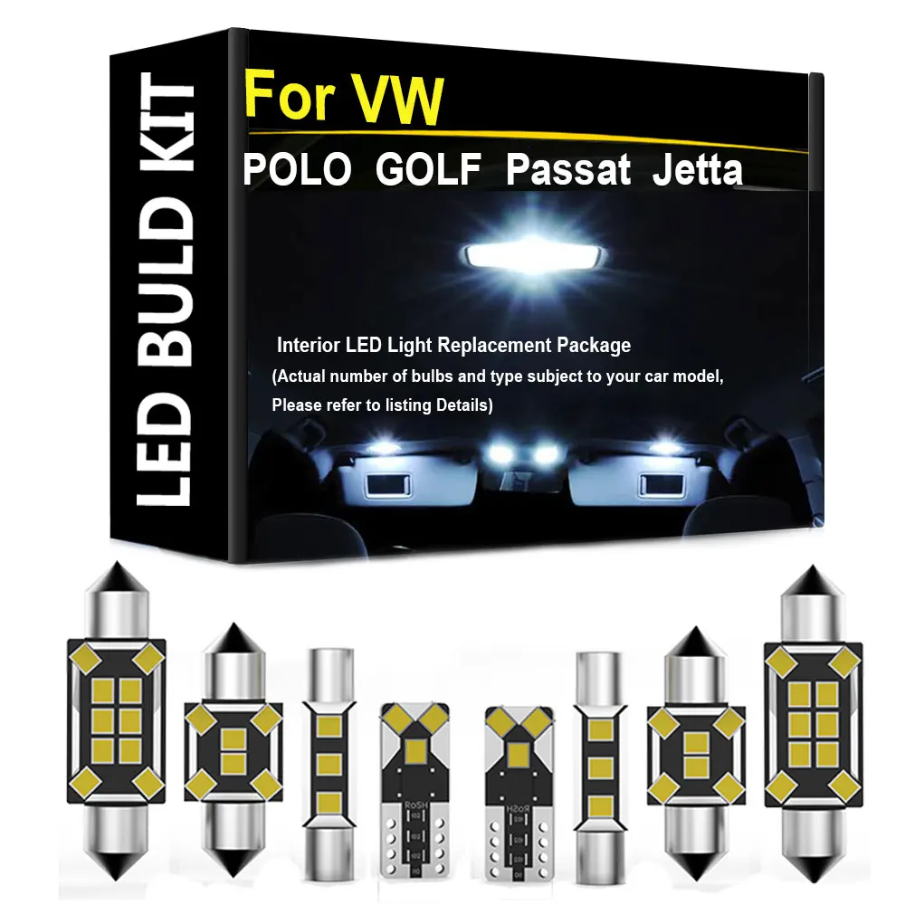 Luces LED interiores para coche Volkswagen VW POLO Passat B4 B5 B6 B7 B8 Passat CC Jetta GOLF 2 GOLF 3 GOLF 4 GOLF 5 GOLF 6 GOLF 7