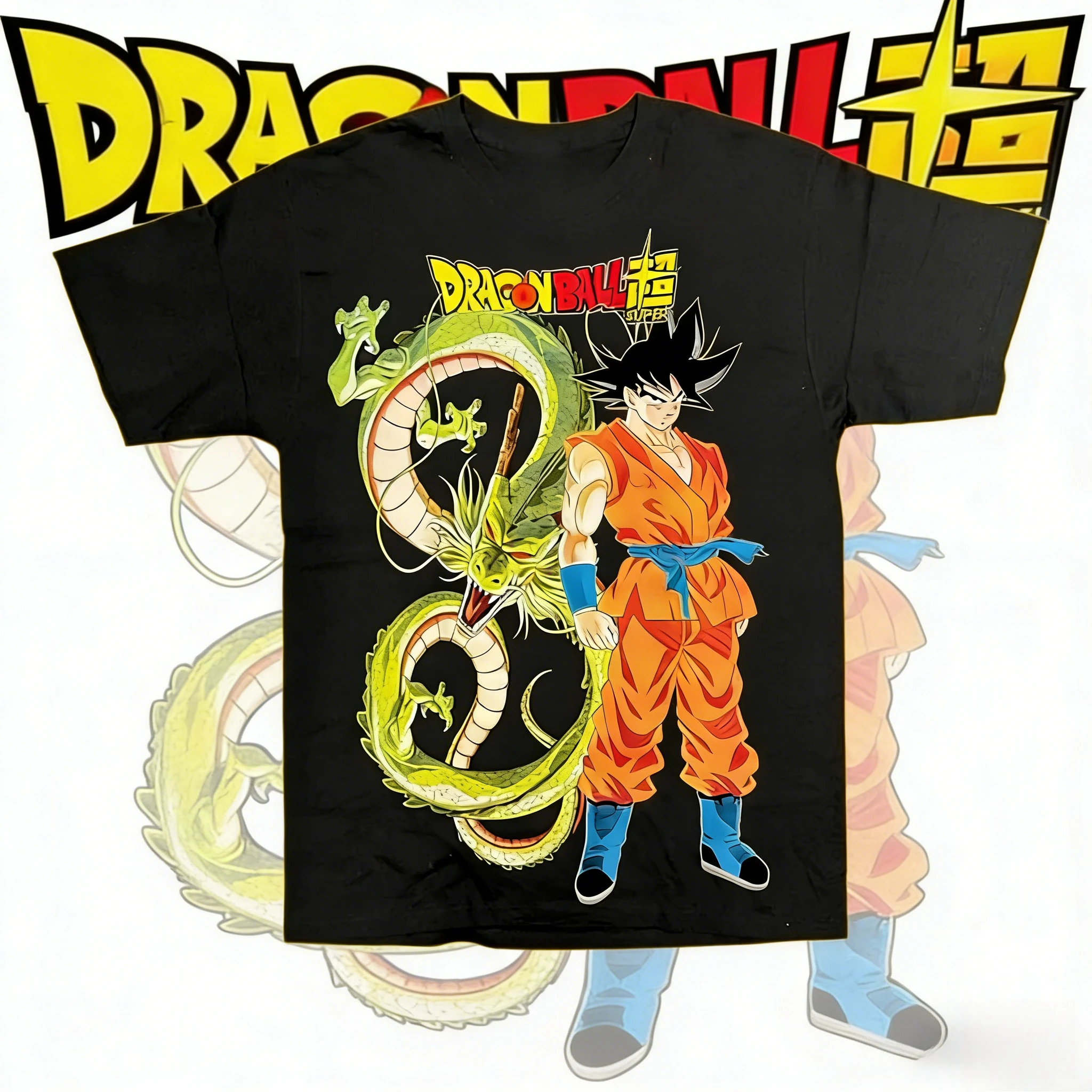 

2026 Summer Dragon Ball Super Goku & Shenron Print 100% Cotton Retro T-Shirt, Harajuku Oversized Unisex Kids Casual Sports Tee