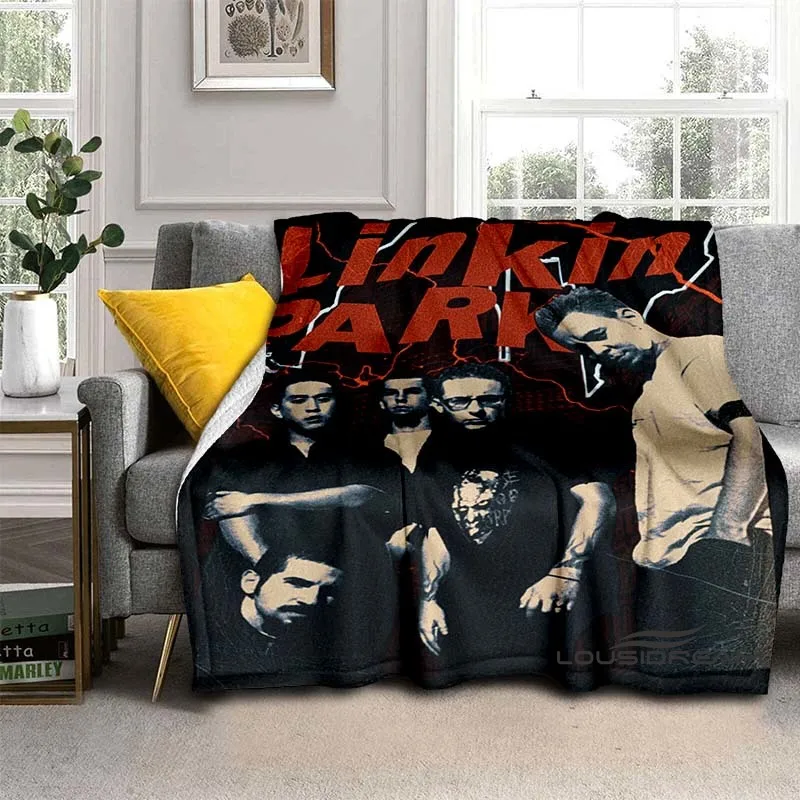 Retro Rock Band 3D L-Linkin-Park Soft Blankets, Keep Warm Throw Blanket Comfortable for Picnic Beds Sofa Home Bedroom Kid001