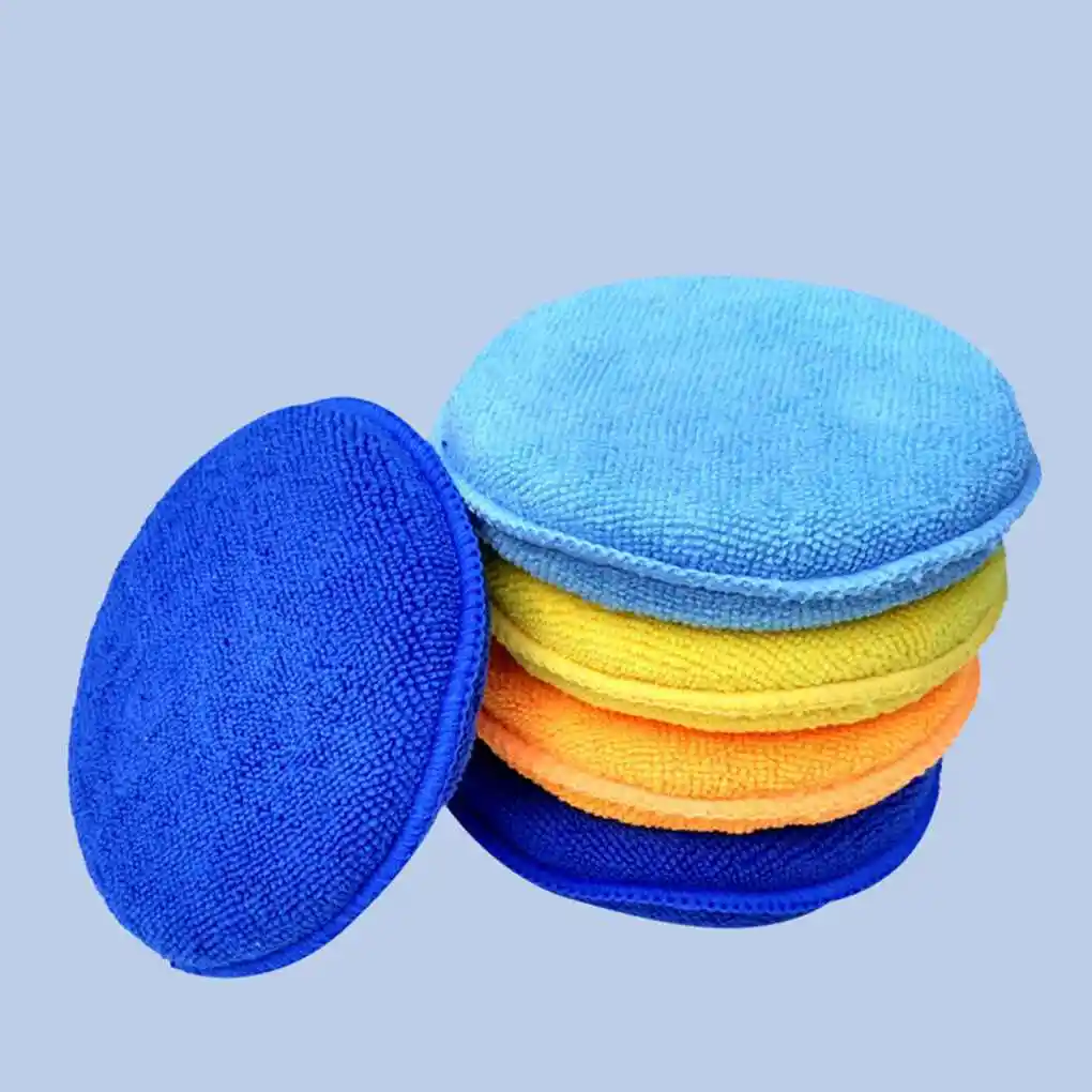 

5pcs Car Waxing Polish Sponges Car Detailing Wax Applicator Pads Round Pocket Microfiber Foam Sponges Car Cleaning Tools