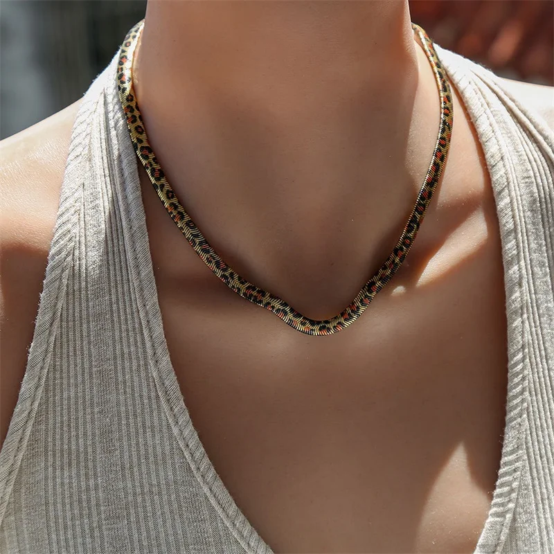 EILIECK Edelstahl Handgefertigte Modekette Halskette für Damen 18K Gold PVD-beschichtet Rostfrei Strukturiert Unisex Schmuck Geschenk – Detail 8
