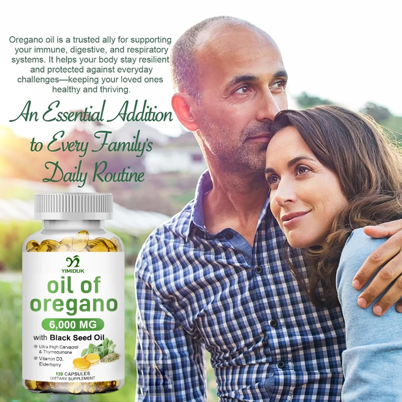 زيت كبسولات أوريجانو، مع زيت البذور السوداء، التوت، فيتامين د3، يدعم صحة الجهاز الهضمي، وتعزيز المناعة والعظام والمفاصل #3