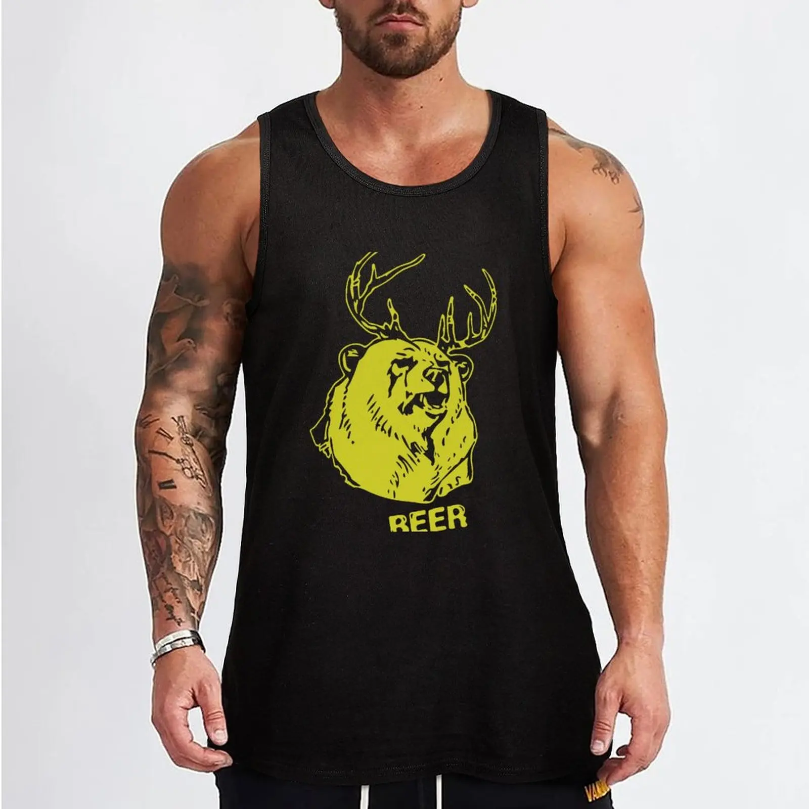 Macs Bear Plus Deer Tank Top t-shirt gym man t-shirts for men sleeveless gym shirts male