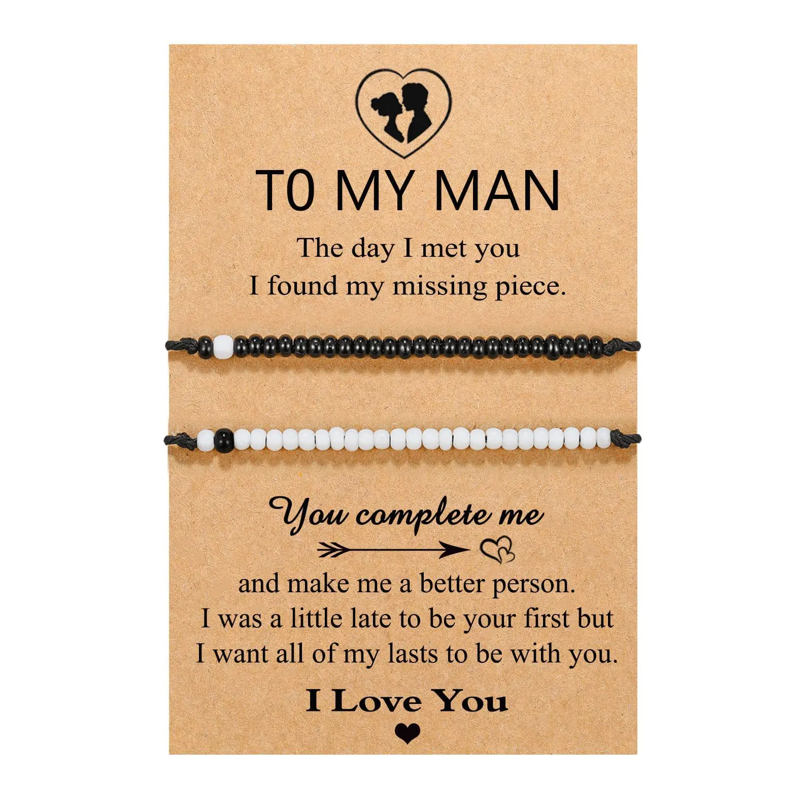 DAVINI 1set Morse Code Black White Bead Set Couple Bracelet Pinky Promise Beaded Adjustable Braided Bracelet Jewelry view 2