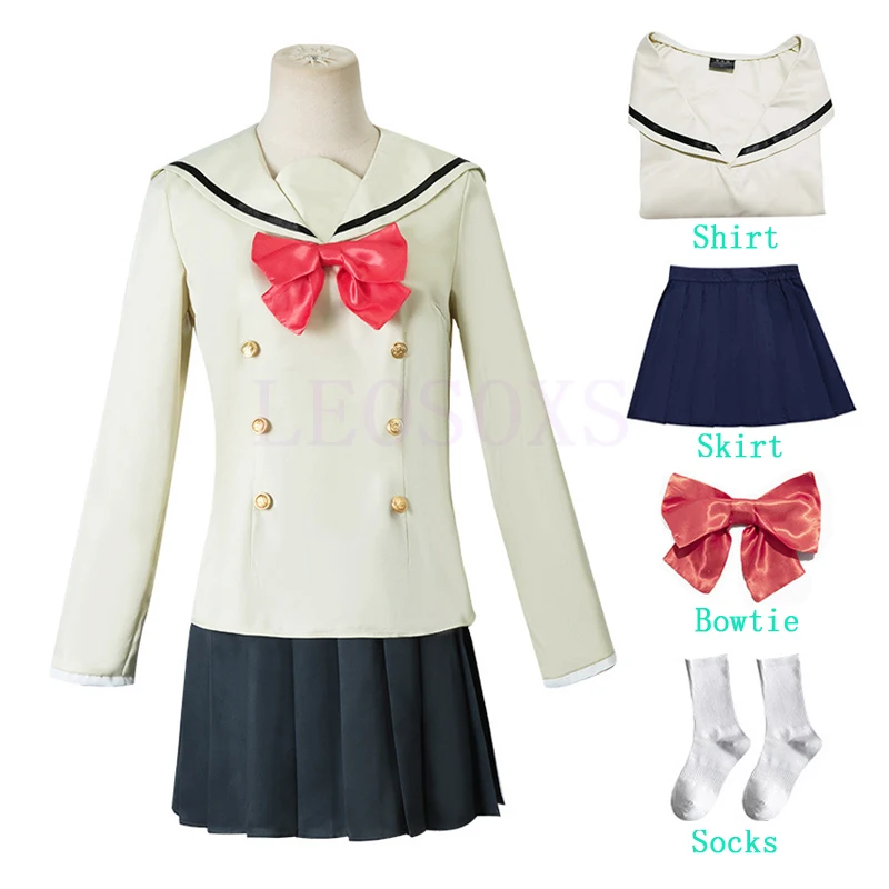 北国一陽-コスプレ衣装-ぼっちざろっく-音楽部衣装-コンプリートセット-セーラージャケット-赤蝶ネクタイ-スカートと靴下付き
