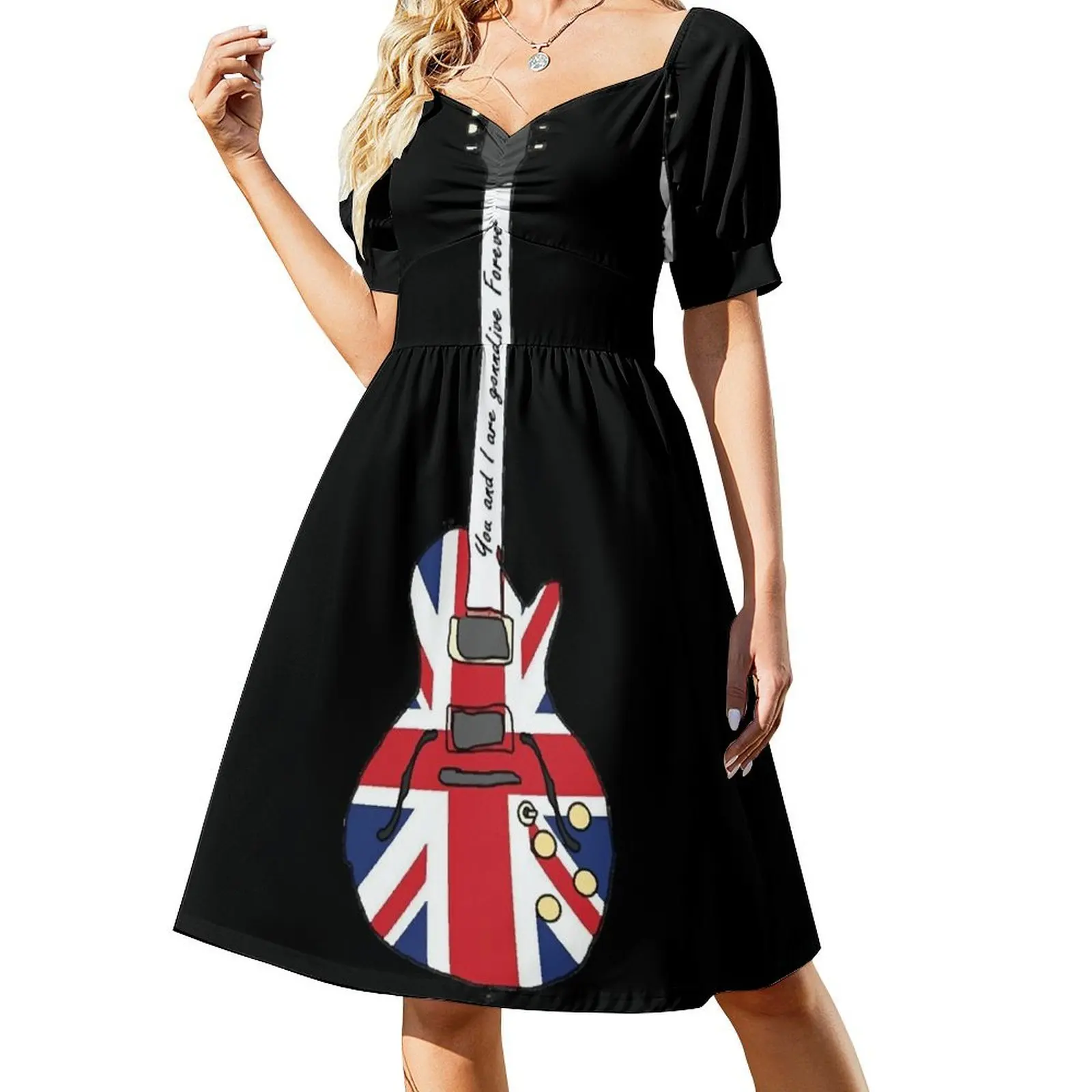 Noel Gallagher Union Jack Sheraton Live Forever Short Sleeved Dress sexy short dresses daring Women's summer dress Dress