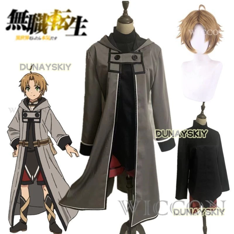 Mushoku Jobless Reincarnation Rudeus Greyrat Cosplay Costume Rudeus Greyrat Cloth Wig Shoes Halloween Carnival Party