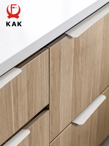 Imagen 2 del producto Perillas y manijas de gabinete ocultas de Color KAK Morandi, tiradores de puertas de armario de cocina de aleación de aluminio, herrajes para muebles largos