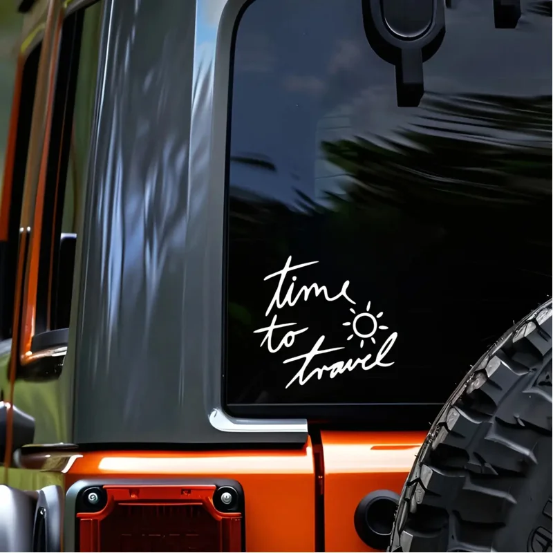 

Travel Time"Film Stickers - Self-Adhesive，Smooth Surface，Vehicle、Mirror、Door、Window、Laptop、Home Decoration