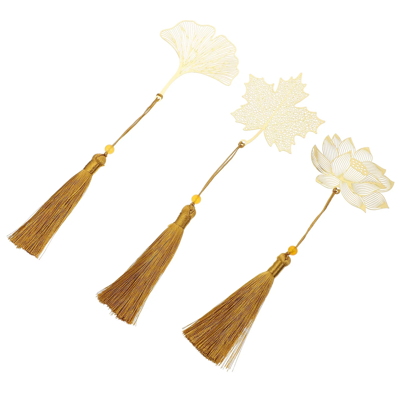3Pcs Brass Bookmarks Hollow-Out Metal Book Marker Set Delicate Leaf Shape Page Marker for Readers Students Writers Gift