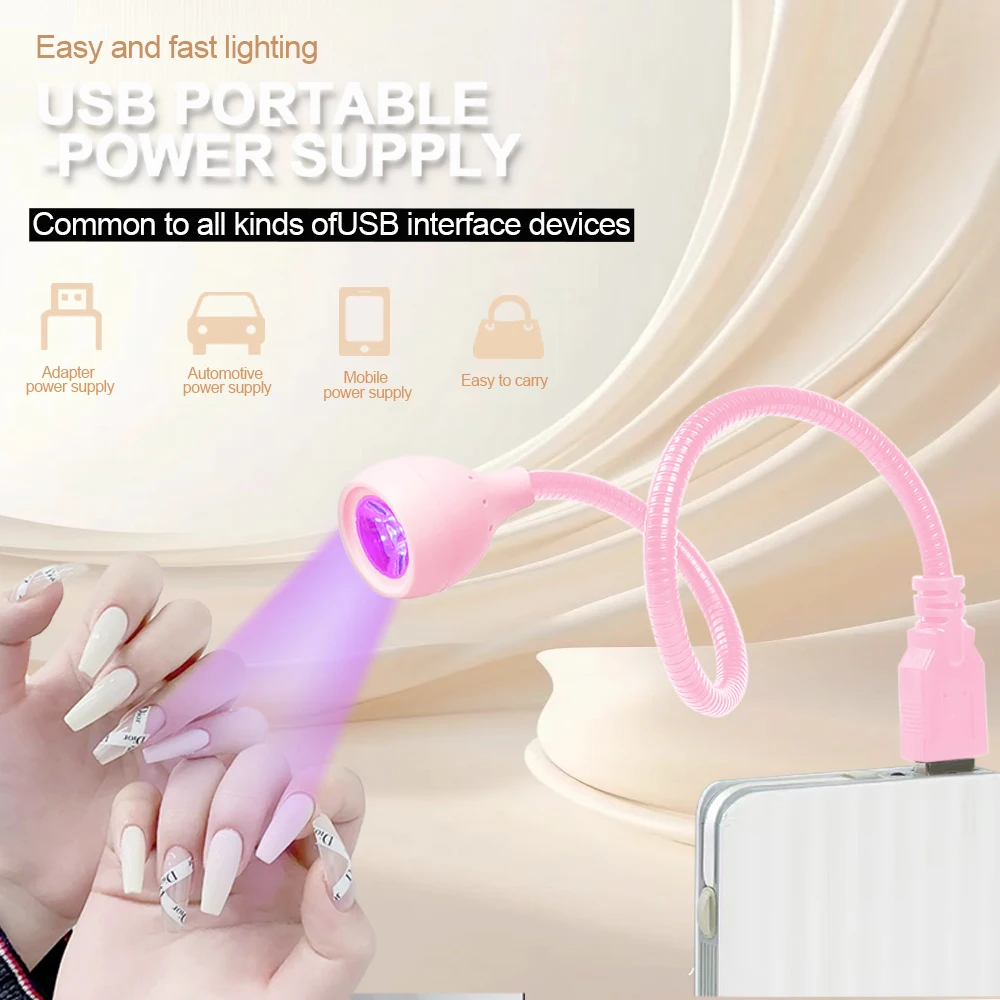 Luz UV LED portátil para esmalte de uñas de Gel UV de secado rápido, Mini lámpara de uñas USB, secador de uñas Flexible portátil, herramientas de salón de manicura